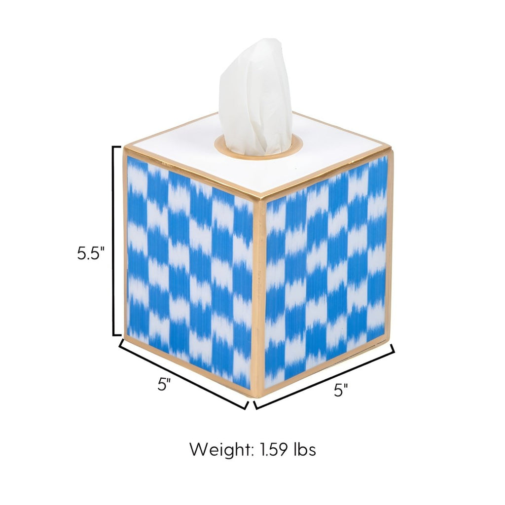 Checkered Ikat Enameled Tissue Box Cover - Tissue Box Cover from Jaye's Studio