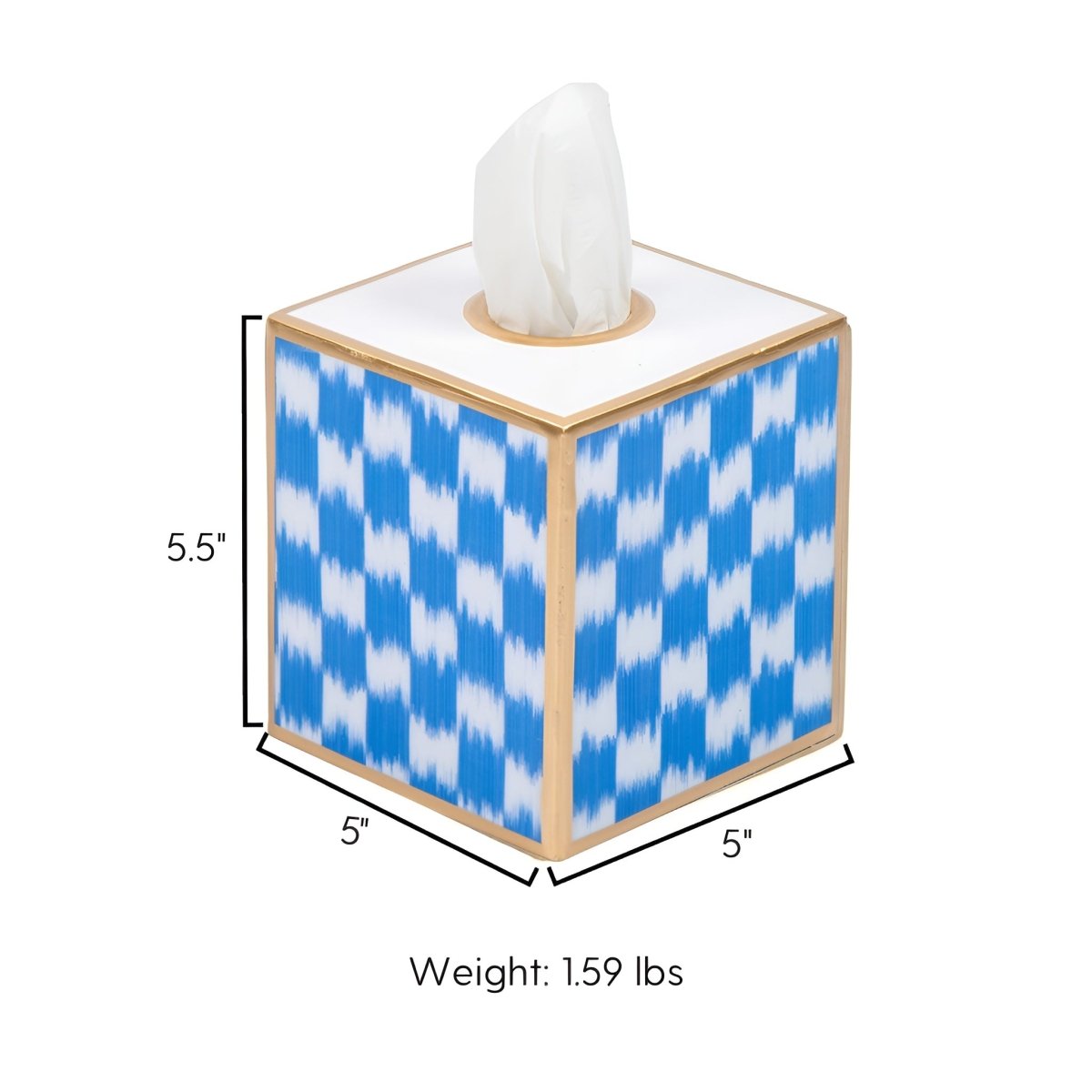 Checkered Ikat Enameled Tissue Box Cover - Tissue Box Cover from Jaye's Studio