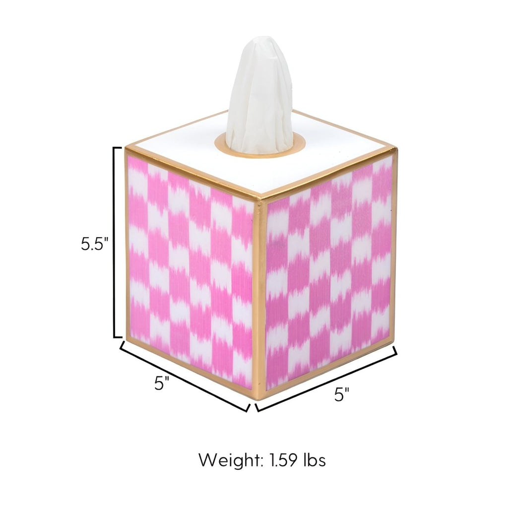 Checkered Ikat Enameled Tissue Box Cover - Tissue Box Cover from Jaye's Studio