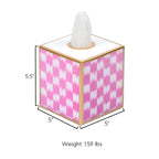 Checkered Ikat Enameled Tissue Box Cover - Tissue Box Cover from Jaye's Studio