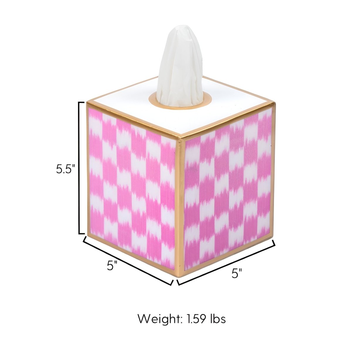 Checkered Ikat Enameled Tissue Box Cover - Tissue Box Cover from Jaye's Studio