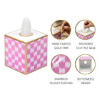Checkered Ikat Enameled Tissue Box Cover - Tissue Box Cover from Jaye's Studio