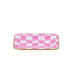 Checkered Ikat Pink Enameled Rectangle Soap Dish, Catch All Tray, Jewelry Tray for Bathroom, Vanity, Sink - Decorative Laney Tray - Trinket Trays from Jaye's Studio