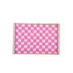 Checkered Ikat Pink Enameled Rectangle Vanity Tray for Bathroom, Vanity, Bedroom - Oliver Decorative Tray - Serving Trays from Jaye's Studio