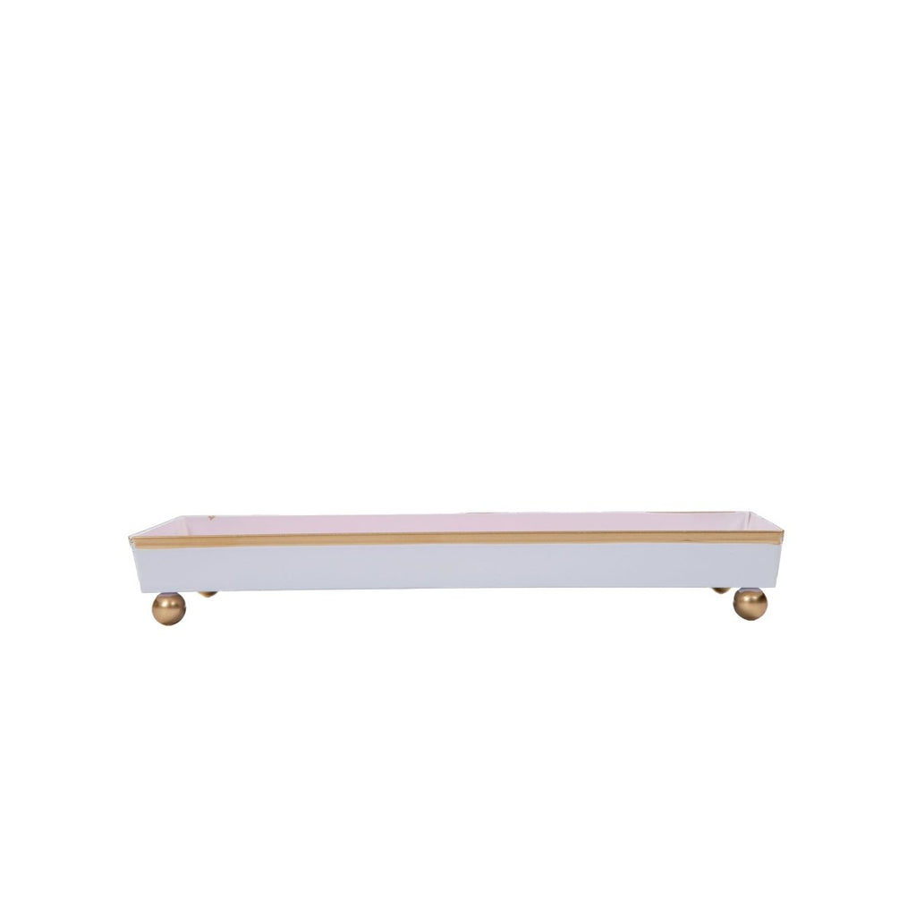 Checkered Ikat Pink Enameled Rectangle Vanity Tray for Bathroom, Vanity, Bedroom - Oliver Decorative Tray - Serving Trays from Jaye's Studio