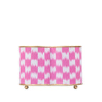 Checkered Ikat Pink Quatrefoil Metal Cachepot Planter For Bedroom, Office, Kitchen and Living Room - Cachepots from Jaye's Studio