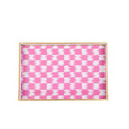 Checkered Ikat Pink Rectangle Decorative Serving Tray - for Kitchen, Barware, Vanity - Serving Trays from Jaye's Studio