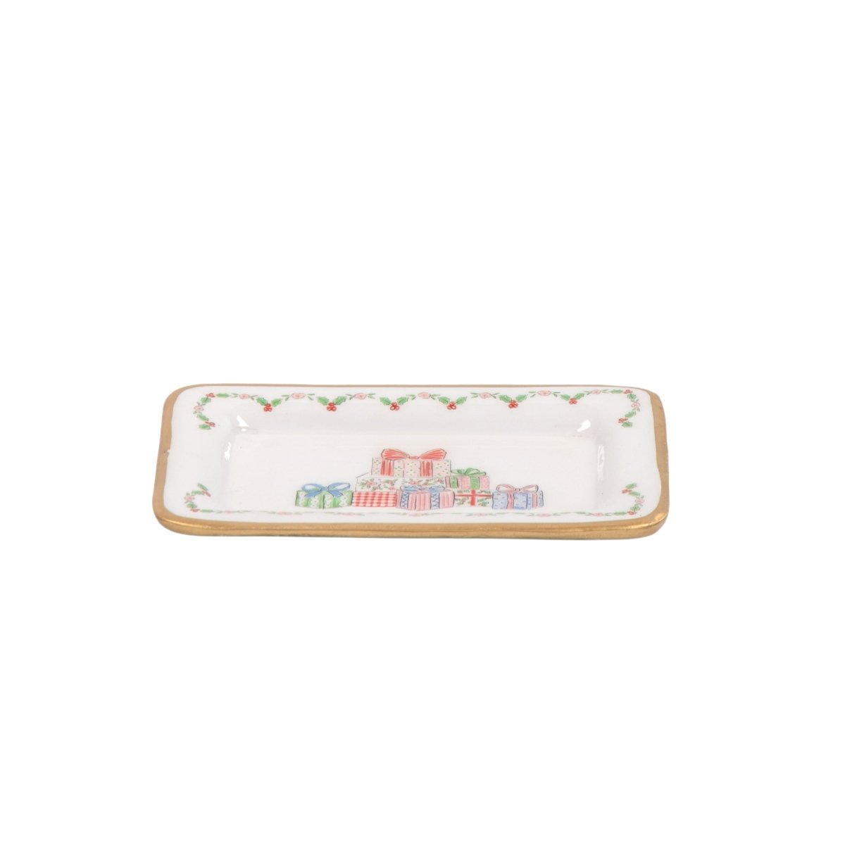 Christmas Gift Stack Multi - Color Enameled Rectangle Soap Dish, Catch All Tray, Jewelry Tray for Bathroom, Vanity, Sink - Decorative Laney Tray - Trinket Trays from Jaye's Studio