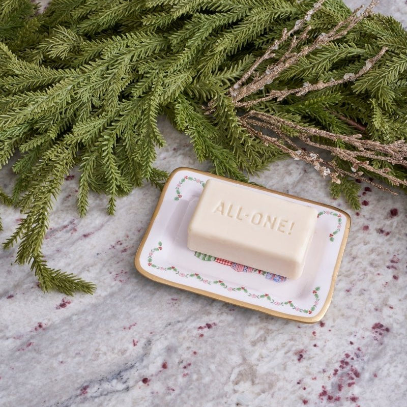 Christmas Gift Stack Multi - Color Enameled Rectangle Soap Dish, Catch All Tray, Jewelry Tray for Bathroom, Vanity, Sink - Decorative Laney Tray - Trinket Trays from Jaye's Studio
