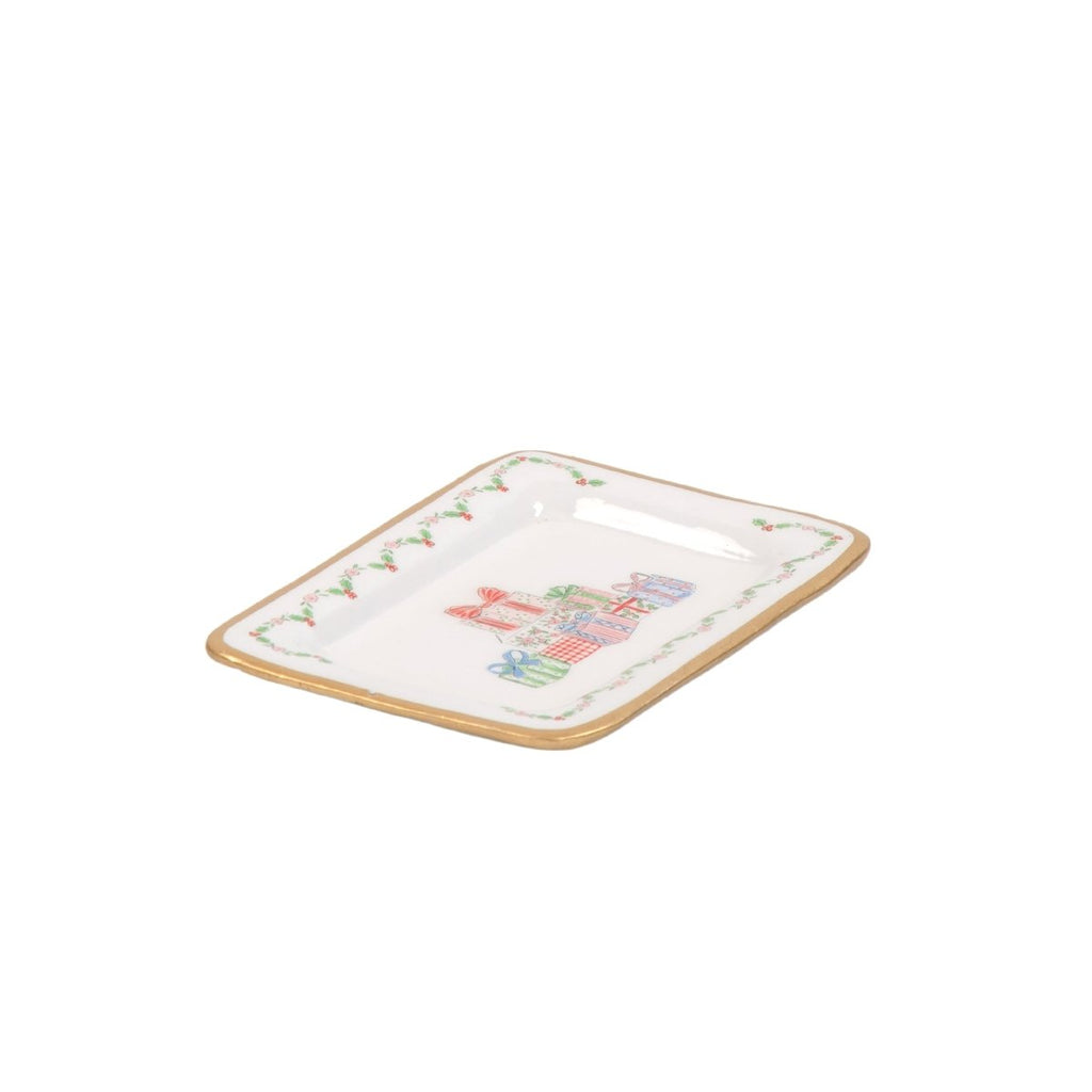 Christmas Gift Stack Multi - Color Enameled Rectangle Soap Dish, Catch All Tray, Jewelry Tray for Bathroom, Vanity, Sink - Decorative Laney Tray - Trinket Trays from Jaye's Studio