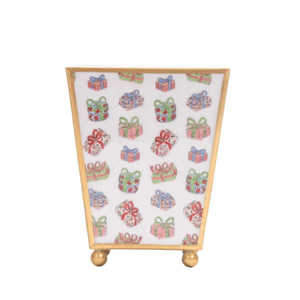 Christmas Gifts Enameled Multi - Color Square Metal Cachepot Planter for Bedroom, Home Office, Kitchen, Living Room - Cachepots from Jaye's Studio