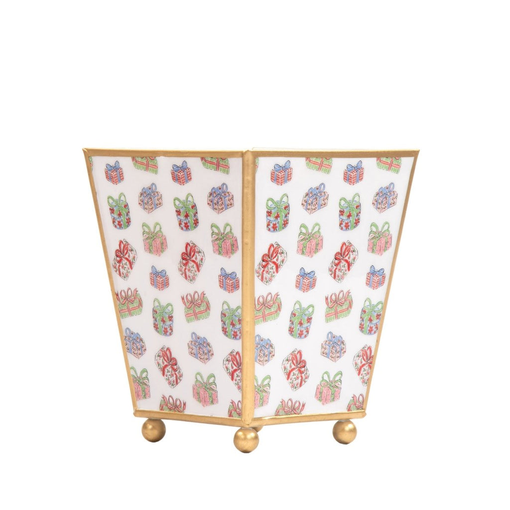 Christmas Gifts Enameled Multi - Color Square Metal Cachepot Planter for Bedroom, Home Office, Kitchen, Living Room - Cachepots from Jaye's Studio