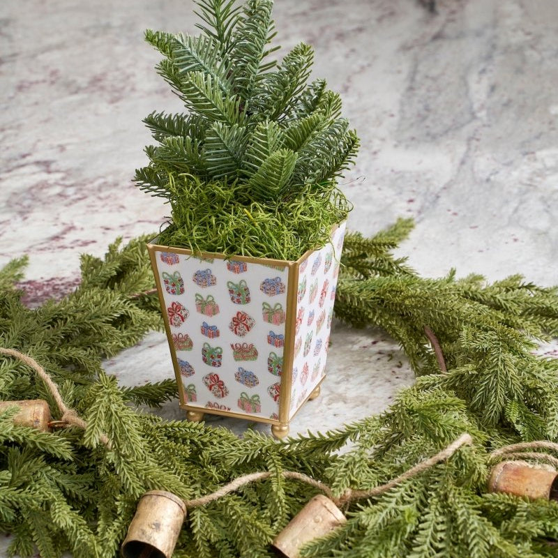 Christmas Gifts Enameled Multi - Color Square Metal Cachepot Planter for Bedroom, Home Office, Kitchen, Living Room - Cachepots from Jaye's Studio