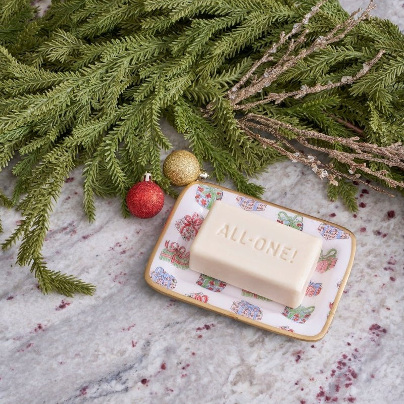 Christmas Gifts Multi - Color Enameled Rectangle Soap Dish, Catch All Tray, Jewelry Tray for Bathroom, Vanity, Sink - Decorative Laney Tray - Trinket Trays from Jaye's Studio