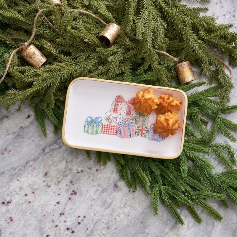 Christmas Gifts Multi - Color Enameled Set of 2 Rectangle Vanity Trays, Catch All Trays - Rowan Decorative Trays - Decorative Trays from Jaye's Studio