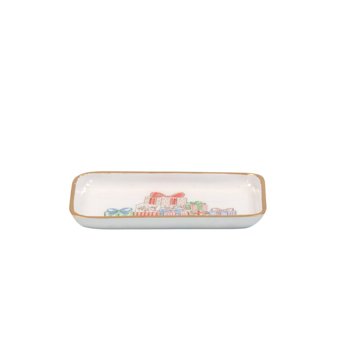 Christmas Gifts Multi - Color Enameled Set of 2 Rectangle Vanity Trays, Catch All Trays - Rowan Decorative Trays - Decorative Trays from Jaye's Studio