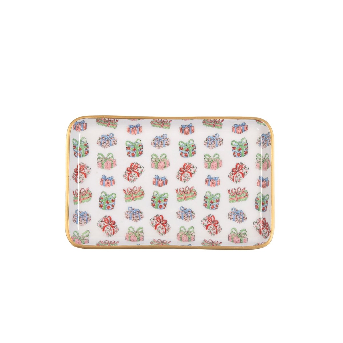 Christmas Gifts Multi - Color Enameled Set of 2 Rectangle Vanity Trays, Catch All Trays - Rowan Decorative Trays - Decorative Trays from Jaye's Studio