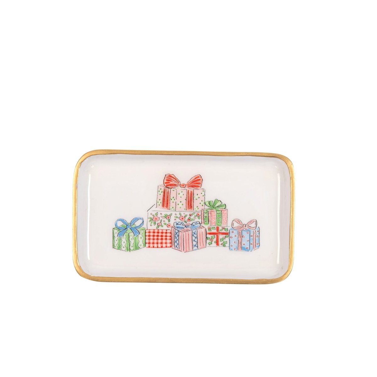 Christmas Gifts Multi - Color Enameled Set of 2 Rectangle Vanity Trays, Catch All Trays - Rowan Decorative Trays - Decorative Trays from Jaye's Studio