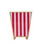 Classic Stripe Enameled Red and Green Square Metal Cachepot Planter for Bedroom, Home Office, Kitchen, Living Room - from Jaye's Studio