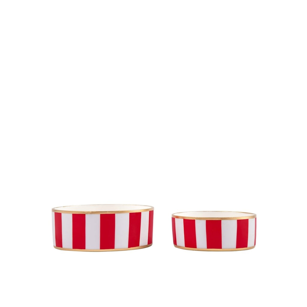 Classic Stripe Enameled Red Dog Bowl, Pet Bowl For Dogs and Cats - Avail 11/26 - Pet Bowls from Jaye's Studio