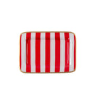 Classic Stripe Red Enameled Rectangle Soap Dish, Catch All Tray, Jewelry Tray for Bathroom, Vanity, Sink - Decorative Laney Tray - Trinket Trays from Jaye's Studio