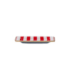 Classic Stripe Red Enameled Rectangle Soap Dish, Catch All Tray, Jewelry Tray for Bathroom, Vanity, Sink - Decorative Laney Tray - Trinket Trays from Jaye's Studio