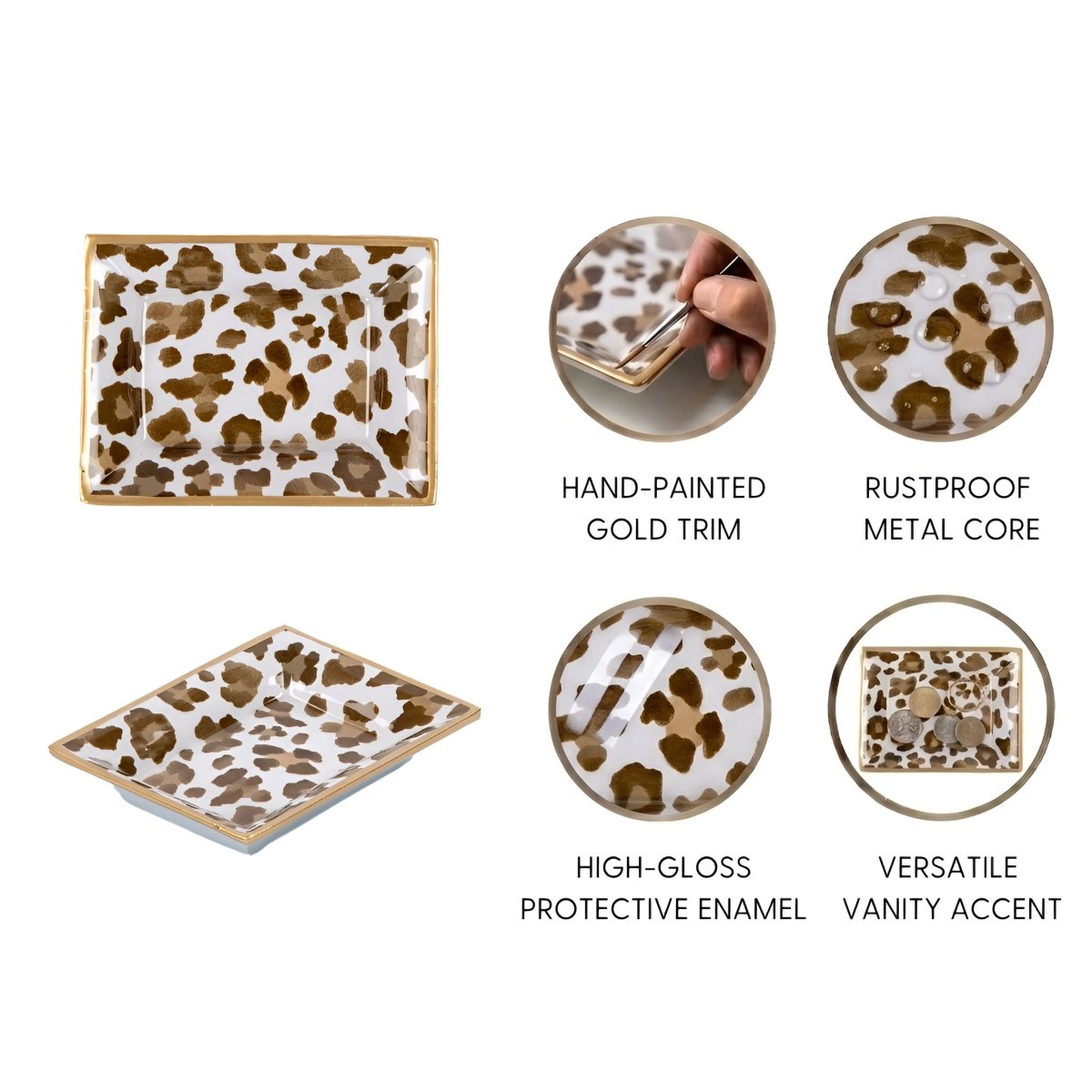 Cream Leopard Enameled Landry Jewelry Tray - Trinket Trays from Jaye's Studio