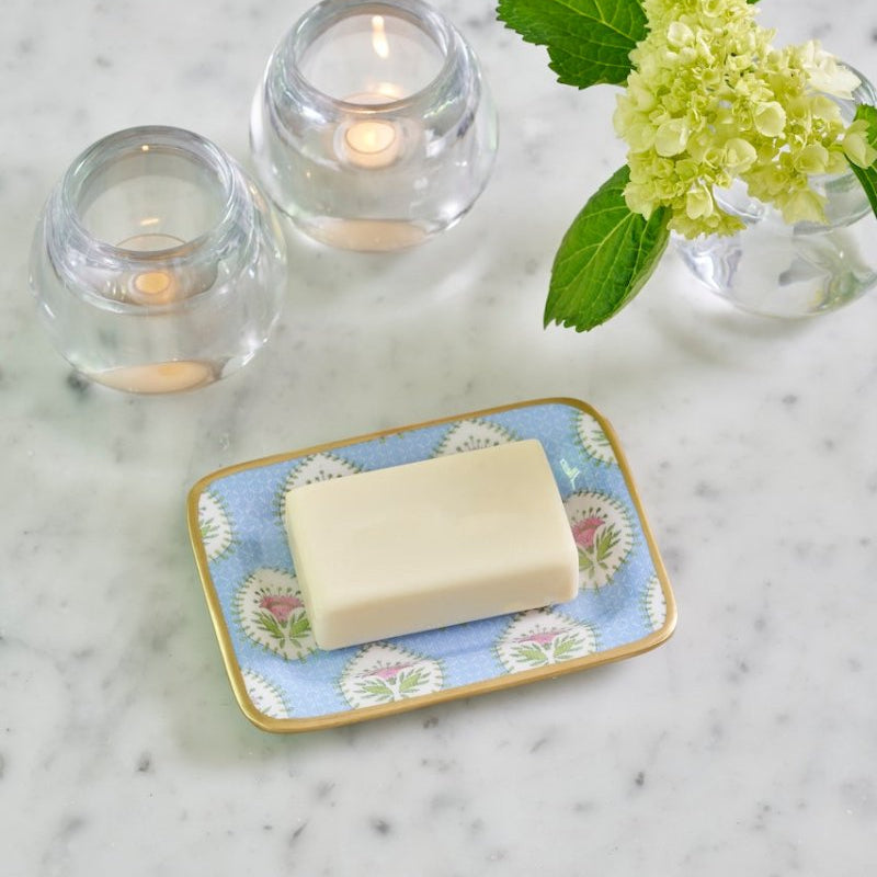 Daphne Multi - Color Enameled Rectangle Soap Dish, Catch All Tray, Jewelry Tray for Bathroom, Vanity, Sink - Decorative Laney Tray - Trinket Trays from Jaye's Studio