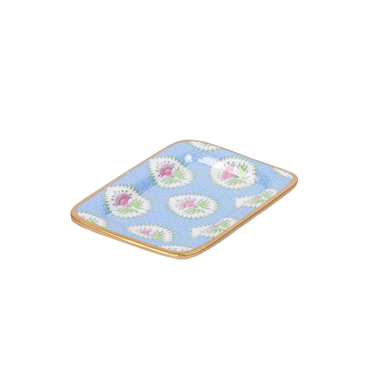 Daphne Multi - Color Enameled Rectangle Soap Dish, Catch All Tray, Jewelry Tray for Bathroom, Vanity, Sink - Decorative Laney Tray - Trinket Trays from Jaye's Studio