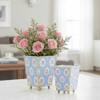 Daphne Multi - Color Enameled Square Metal Cachepot Planter for Bedroom, Office, Kitchen, Living Room - Hostess Gifts - Cachepots from Jaye's Studio