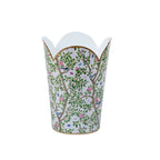 Elise Garden Blue and Pink Enameled Bathroom Trash Can, Wastebasket, Dustbin for Bedroom, Home Office, Vanity - Tulip Shape without Lid - Avail 02/22 - Wastebaskets from Jaye's Studio