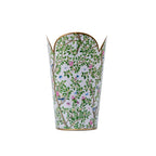 Elise Garden Blue and Pink Enameled Bathroom Trash Can, Wastebasket, Dustbin for Bedroom, Home Office, Vanity - Tulip Shape without Lid - Avail 02/22 - Wastebaskets from Jaye's Studio