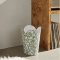 Elise Garden Blue and Pink Enameled Bathroom Trash Can, Wastebasket, Dustbin for Bedroom, Home Office, Vanity - Tulip Shape without Lid - Avail 05/12 - Wastebaskets from Jaye's Studio