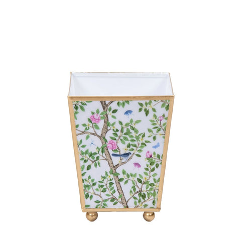 Elsie's Garden Blue and Pink - Color Enameled Square Metal Cachepot Planter for Bedroom, Office, Kitchen, Living Room - Hostess Gifts - Cachepots from Jaye's Studio