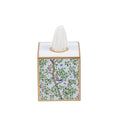 Elsie's Garden Blue and Pink Enameled Multi - Color Square Metal Tissue Box Cover for Bathroom, Vanity, Bedroom, Home Office - Tissue Box Cover from Jaye's Studio