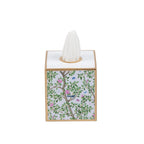 Elsie's Garden Blue and Pink Enameled Multi - Color Square Metal Tissue Box Cover for Bathroom, Vanity, Bedroom, Home Office - Tissue Box Cover from Jaye's Studio