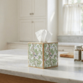 Elsie's Garden Blue and Pink Enameled Multi - Color Square Metal Tissue Box Cover for Bathroom, Vanity, Bedroom, Home Office - Tissue Box Cover from Jaye's Studio