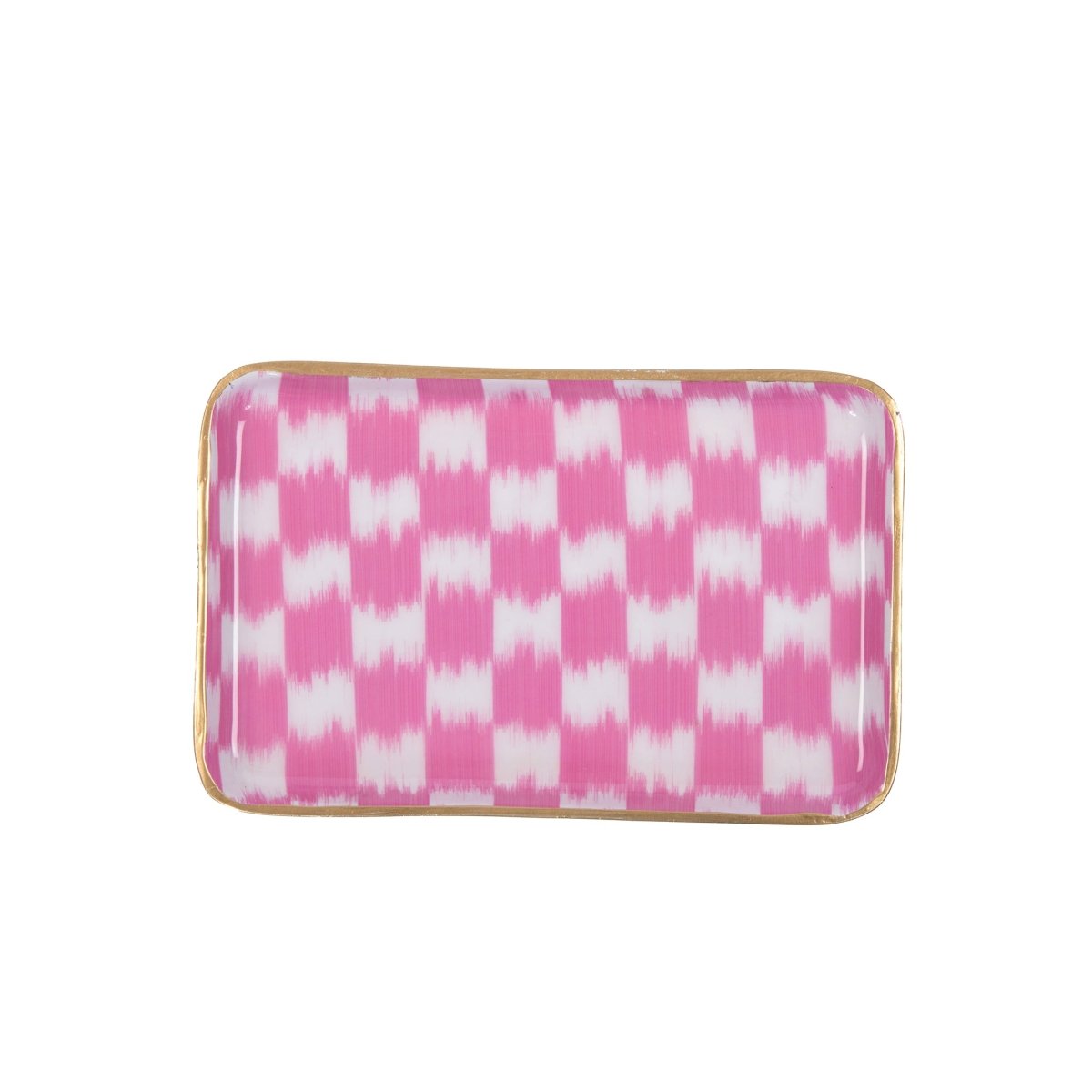 Elsie's Garden Blue and Pink Enameled Set of 2 Rectangle Vanity Trays, Catch All Trays - Rowan Decorative Trays - Decorative Trays from Jaye's Studio