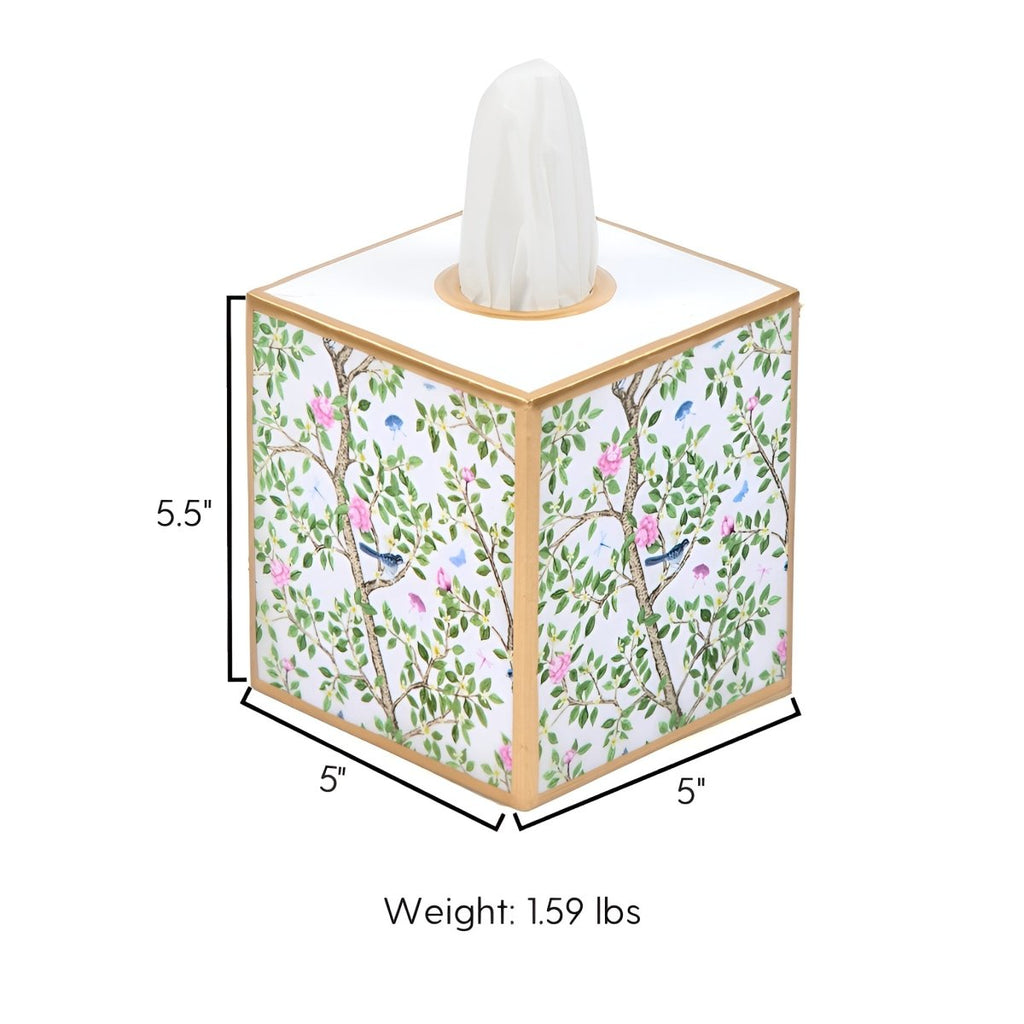 Elsie's Garden Enameled Tissue Box Cover - Avail 09/11 - Tissue Box Cover from Jaye's Studio
