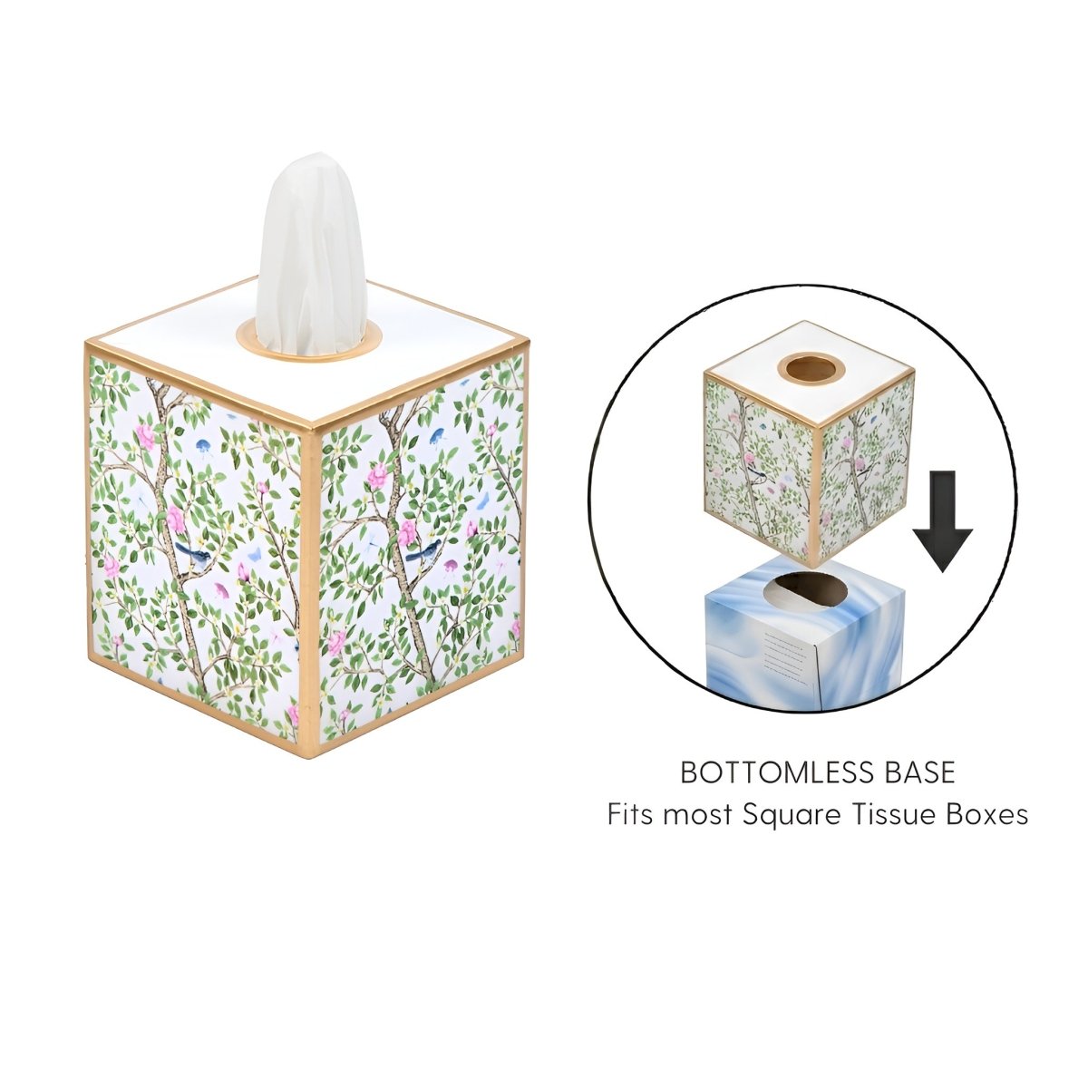 Elsie's Garden Enameled Tissue Box Cover - Avail 09/11 - Tissue Box Cover from Jaye's Studio