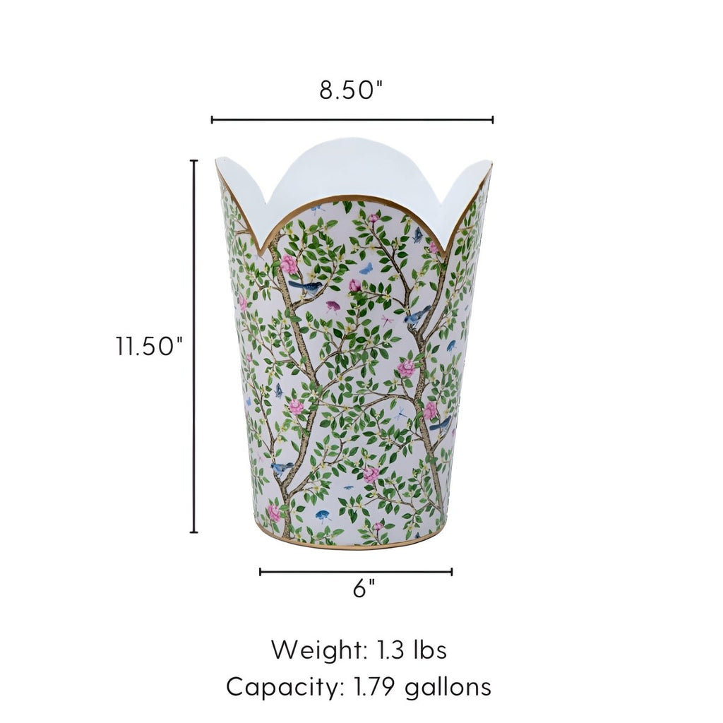 Elsie's Garden Enameled Tulip Wastebasket - Wastebaskets from Jaye's Studio