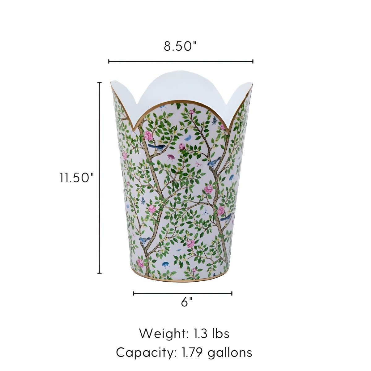 Elsie's Garden Enameled Tulip Wastebasket - Wastebaskets from Jaye's Studio