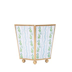 Emma Stripe Blue and Green - Color Enameled Square Metal Cachepot Planter for Bedroom, Office, Kitchen, Living Room - Hostess Gifts - Cachepots from Jaye's Studio