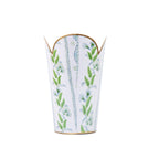 Emma Stripe Blue and Green Enameled Bathroom Trash Can, Wastebasket, Dustbin for Bedroom, Home Office, Vanity - Tulip Shape without Lid - Avail 02/22 - Wastebaskets from Jaye's Studio