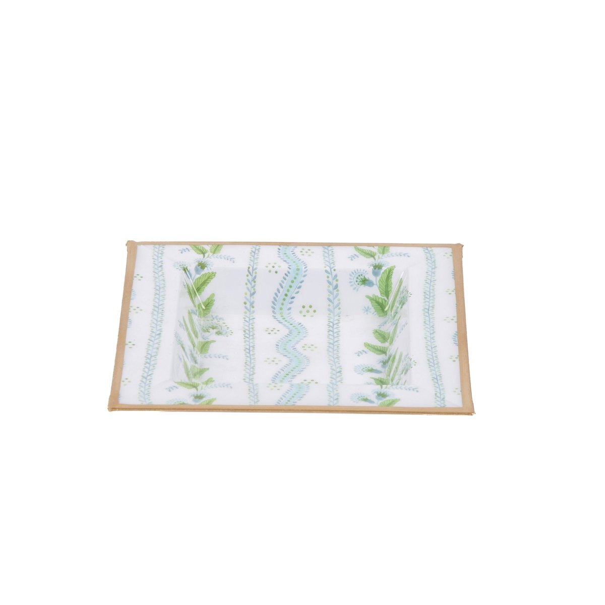 Emma Stripe Blue and Green Enameled Square Decorative Trinket Tray, Catch All Tray, Jewelry Tray for Vanity, Bathroom, Bedside Home Office - Trinket Trays from Jaye's Studio