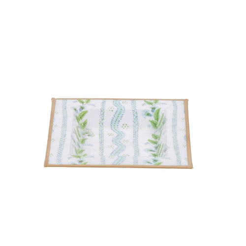Emma Stripe Blue and Green Enameled Square Decorative Trinket Tray, Catch All Tray, Jewelry Tray for Vanity, Bathroom, Bedside Home Office - Trinket Trays from Jaye's Studio