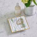 Emma Stripe Blue and Green Enameled Square Decorative Trinket Tray, Catch All Tray, Jewelry Tray for Vanity, Bathroom, Bedside Home Office - Trinket Trays from Jaye's Studio