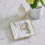 Emma Stripe Blue and Green Enameled Square Decorative Trinket Tray, Catch All Tray, Jewelry Tray for Vanity, Bathroom, Bedside Home Office - Trinket Trays from Jaye's Studio