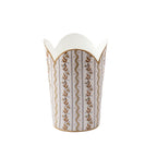 Emma Stripe Brown Enameled Bathroom Trash Can, Wastebasket, Dustbin for Bedroom, Home Office, Vanity - Tulip Shape without Lid - Wastebaskets from Jaye's Studio