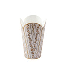 Emma Stripe Brown Enameled Bathroom Trash Can, Wastebasket, Dustbin for Bedroom, Home Office, Vanity - Tulip Shape without Lid - Wastebaskets from Jaye's Studio